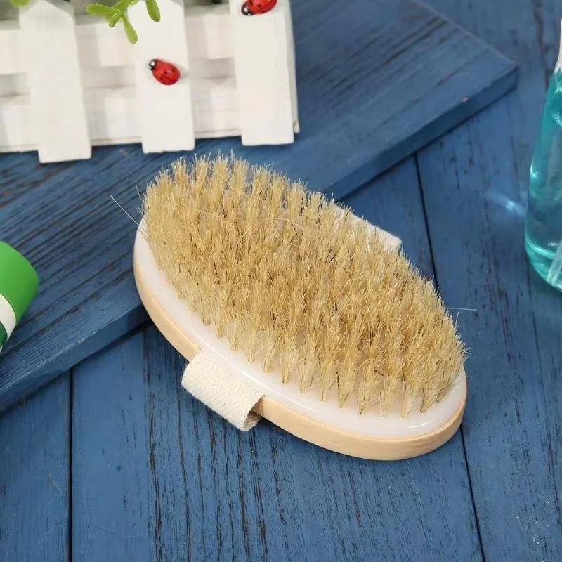 RTS Dry Skin Body Soft natural bristle the Brush Wooden Bath Shower Bristle Brush SPA Body Brush Skin Body Massager