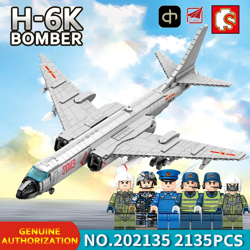 Sembo блок 202135 2135 шт. H-6K истребитель военных солдат серии Самолет Модель Кирпичи военные игрушки строительных блоков в форме миньона Джорджа из мультфильма Детские кубики для мальчиков