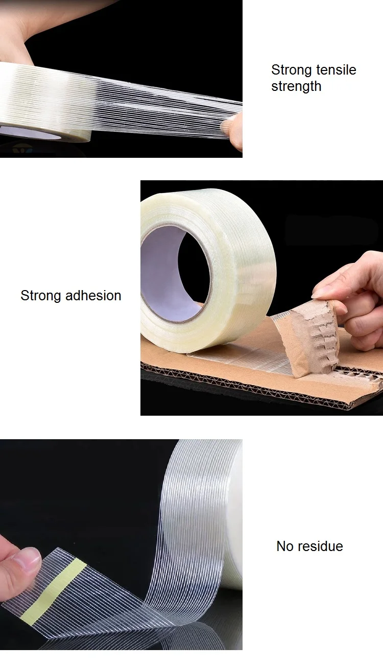 Fiberglass Filament Reinforced Strapping Tape Self Adhesive Mono Straight Filament Tape