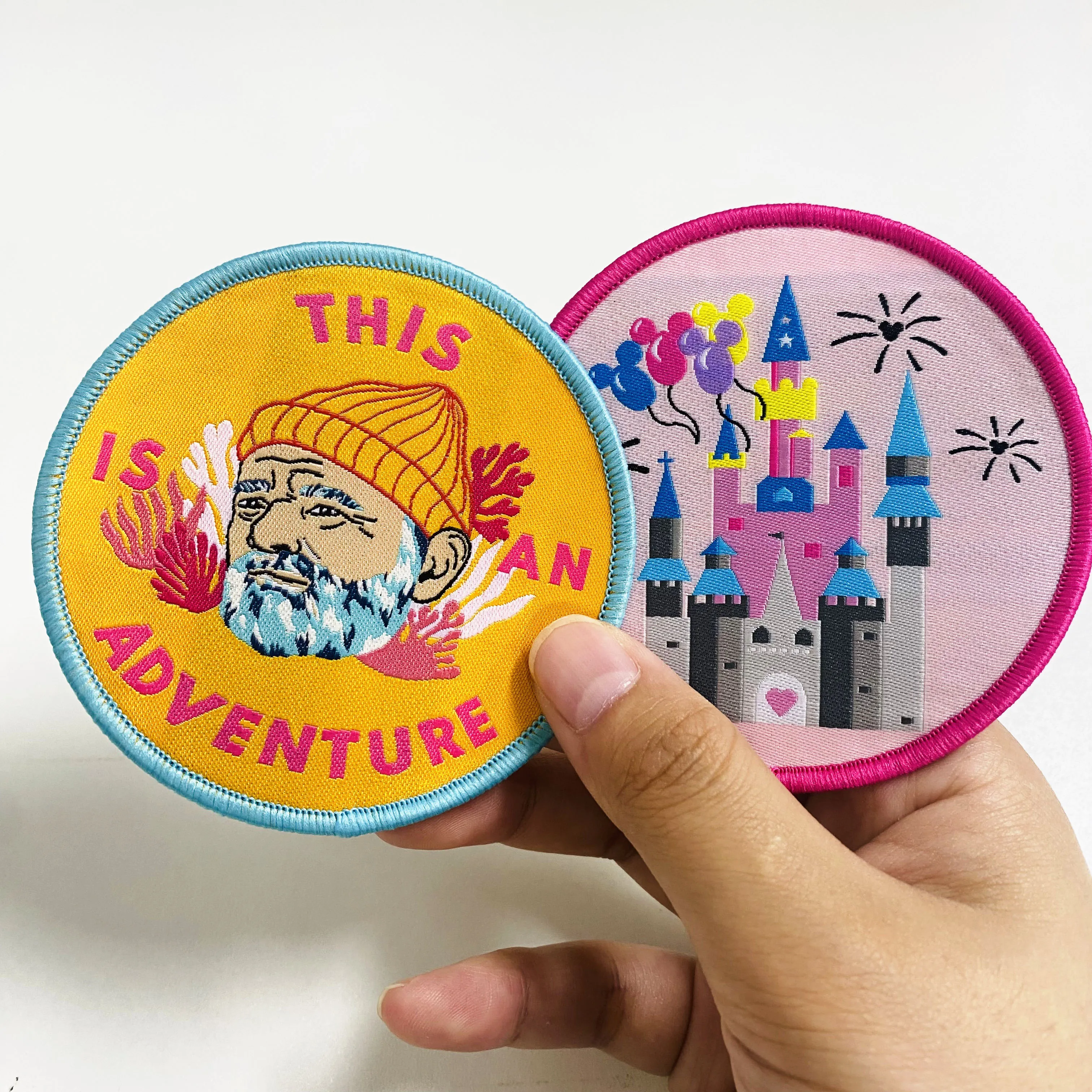 Creativity Custom  On Machine ClothingWoven Logo Square Iron On Hat Badges Coat and  Fabric Woven Patches