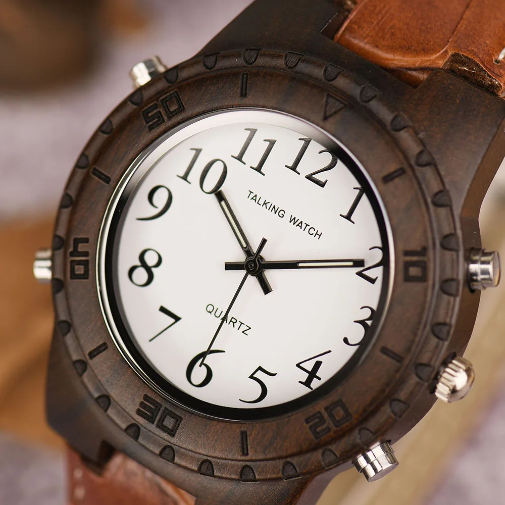Languages customized talking watches Japanese movement English quartz talking watch for blind people