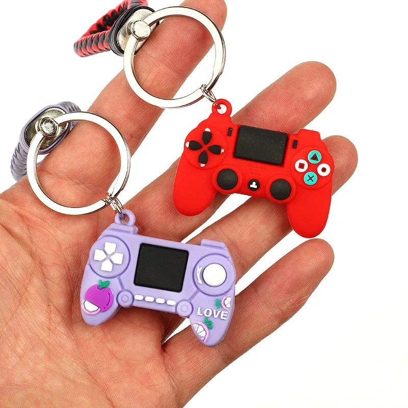 Soft rubber cartoon small mini game console keychain control lever handle book bag car pendant