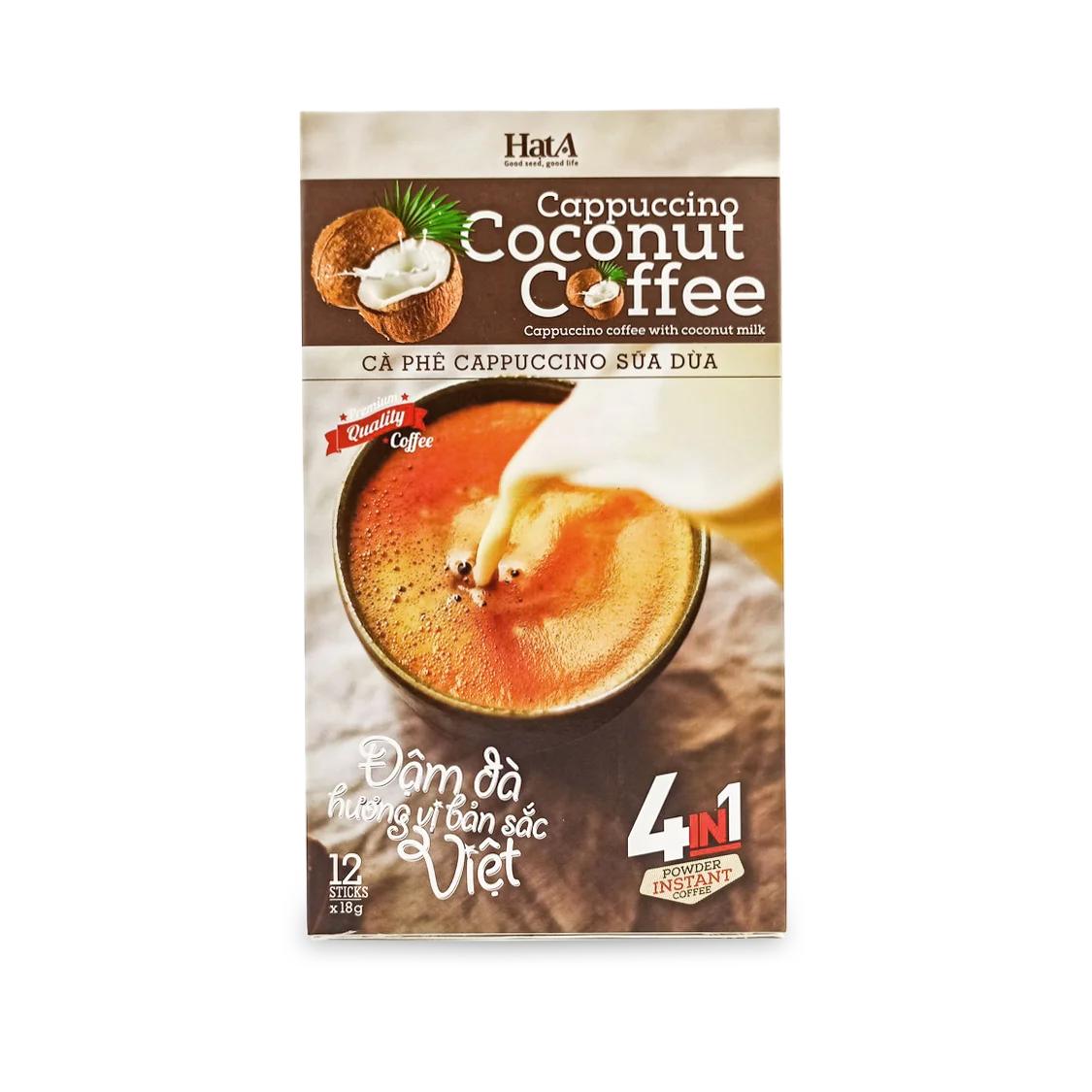 Instant Coffee/High Quality Cappuccino Coconut Coffee 216gram Hat A Cafe Brand,  Vietnamese Product
