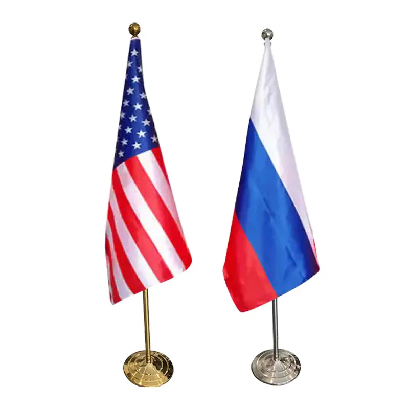 China Factory Wholesale Printed Table Flags Top  Polyester mini Desk table stand flags for tables
