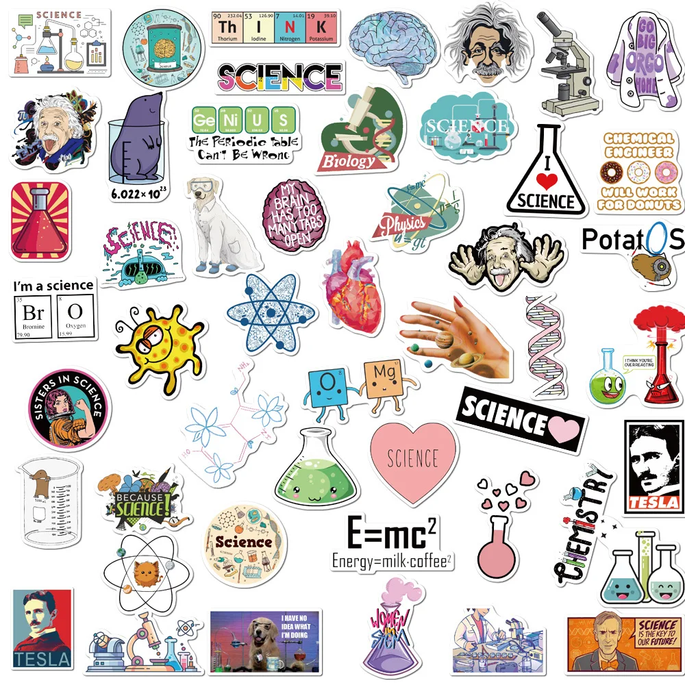50PCS science laboratory series decal stationery desk books personalized decorative graffiti laptop decoration stickers