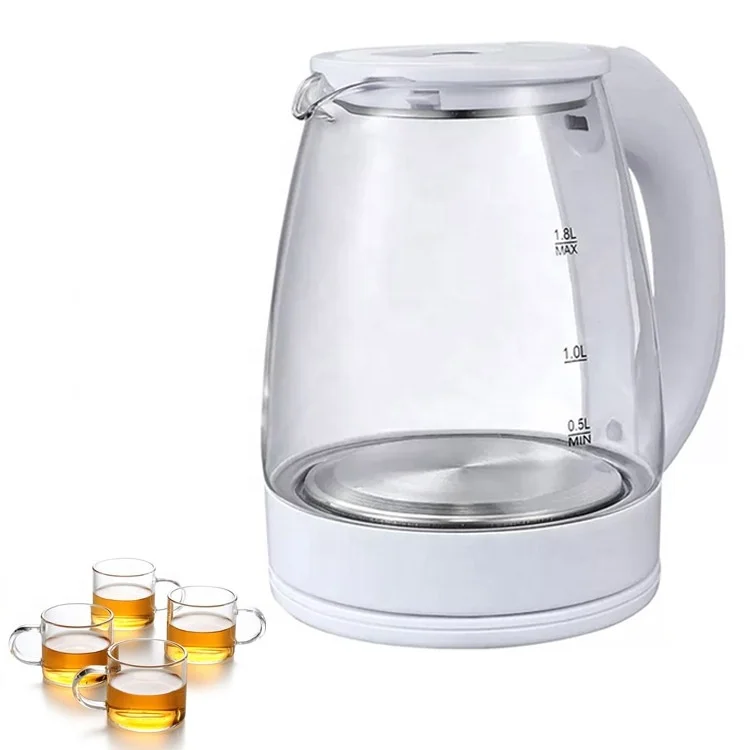 Yousdas hot water kettles clear glass bottle body chinese electric tea kettle and pot 1.8l stainless steel