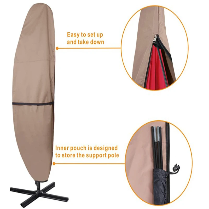 Multifunctional cantilever plastic Umbrella Cover With Zipper no drip cover umbrella with high quality
