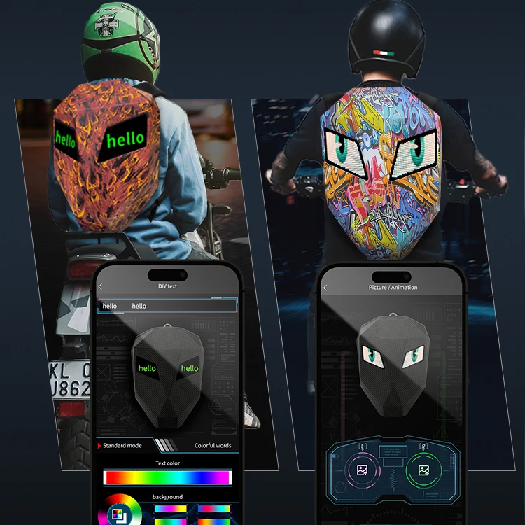 Hard Shell Travel Case LED Motorbike Knight Helmet Backpack  Waterproof Backpack Led Eyes Bag