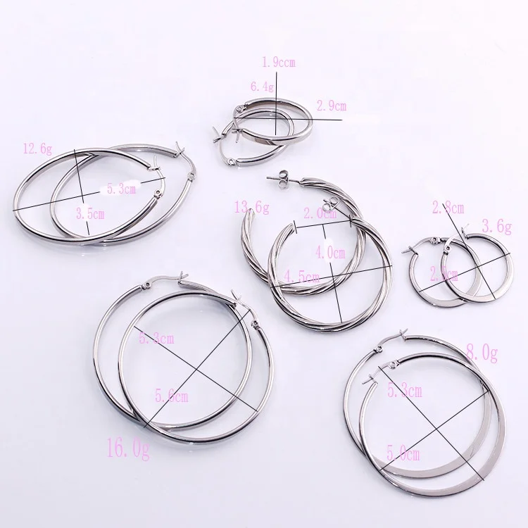 Wholesale Custom Fashion Jewelry Classic Earrings Silver Plated Stainless Steel Twisted Round Hoop Earrings for Women