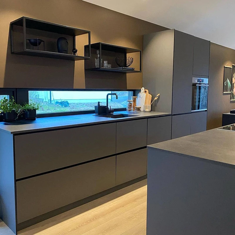 Australia Lacquer Wall Almirah Design Metal Modern Kitchen Pantry Mauritius Black Kitchen Cabinet