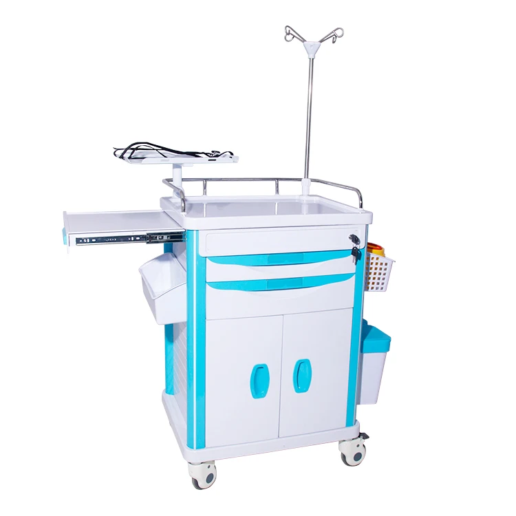 Цена производителя для медицинских тележек для использования в больницах, тележка для чрезвычайных ситуаций, тележка для больниц из АБС-пластика для чрезвычайных ситуаций на продажу
