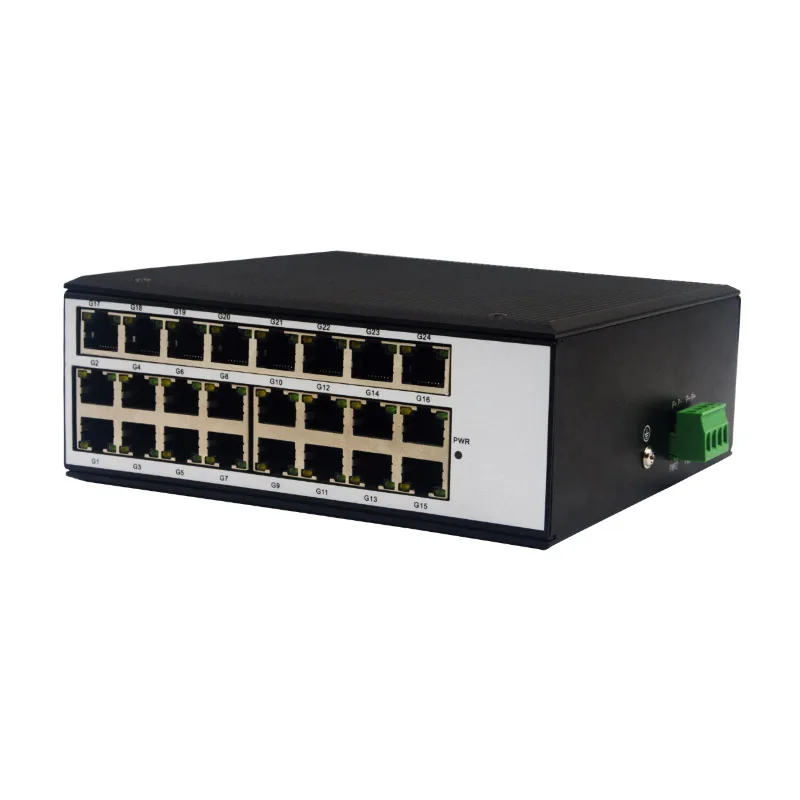 Промышленные 24-портовые гигабитные коммутаторы Ethernet 10/100/1000 Мбит/с IP40 DC12-57V DIN-rail монтажный сетевой коммутатор RJ45