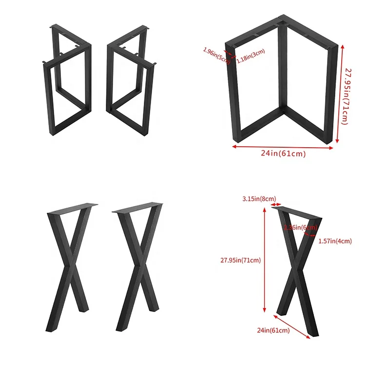 2 Rod 16 Inch Hairpin Leg Black Metal Steel Brass Coffee Table Legs