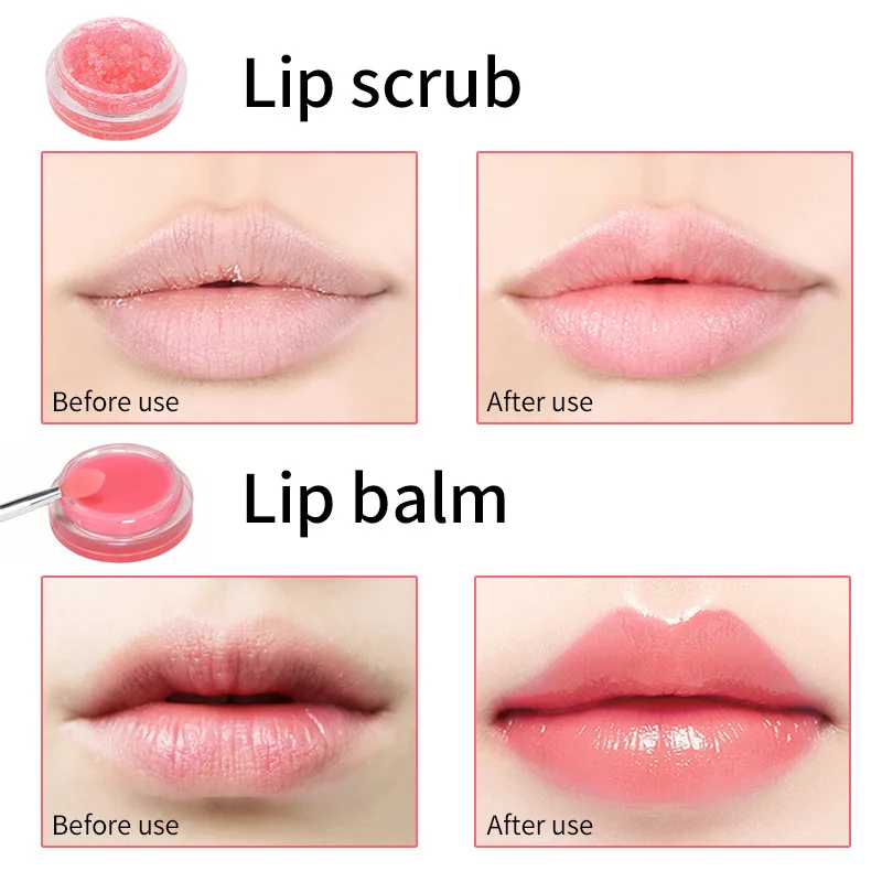 Factory Oem Private Label 2 in 1 Dual Effect Lip Care Lip Balm Repair Exfoliating Dead Skin Envase Para Sugar Lip Scrub