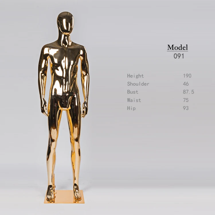 Золотистый хромированный стоячий манекен из стекловолокна