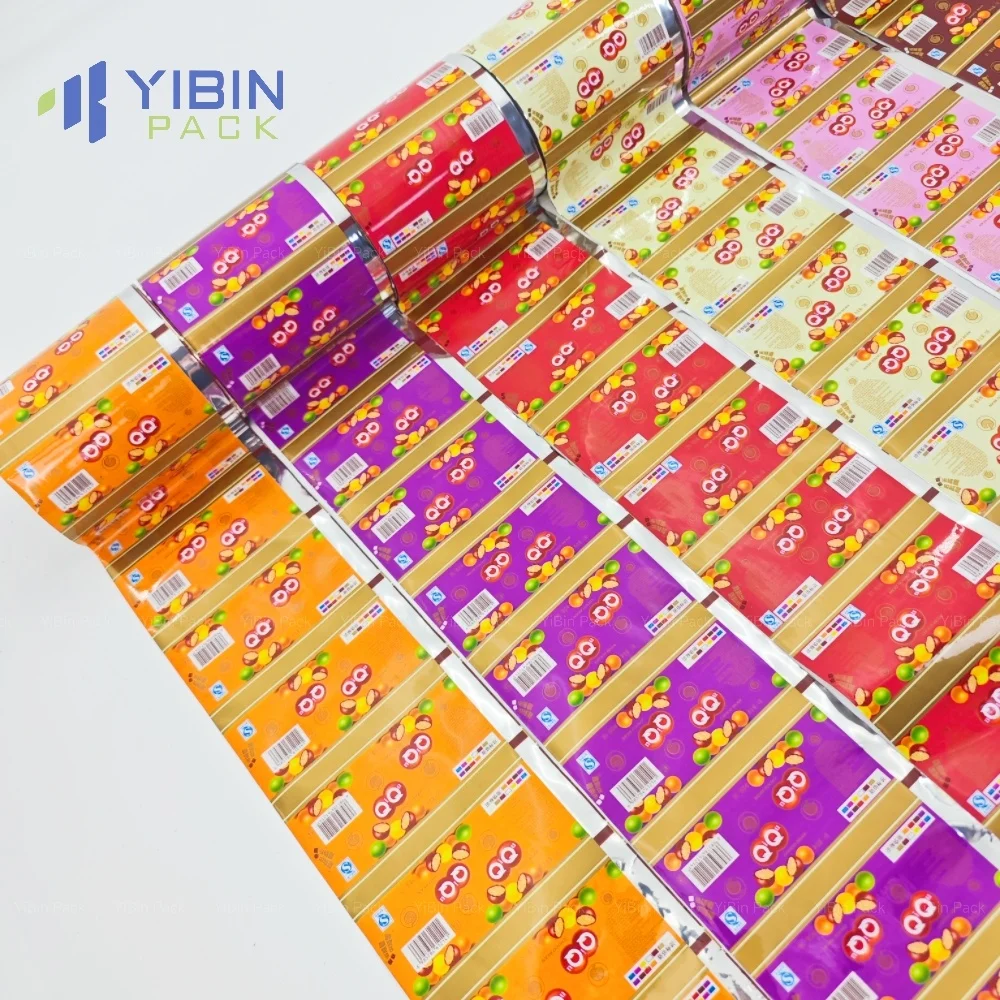 Factory Shiny Metallized Plastic Automatic packaging Film Roll for small Candy Biscuits Sachet Lollipop packaging wrap roll film