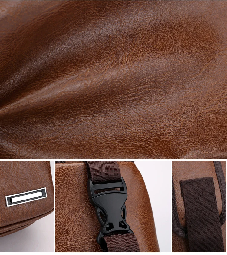 
Hot Men Handbags Casual PU Leather Bag Vertical Briefcase Shoulder Messenger Bags usb charger port earphone hole 