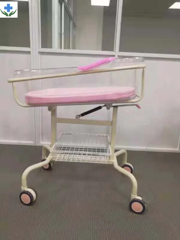The new 2021 Baby Infant Cheap Metal Pediatric Newborn Neonatal Nursing Bed cart with wheels for Hospital With Different Colour