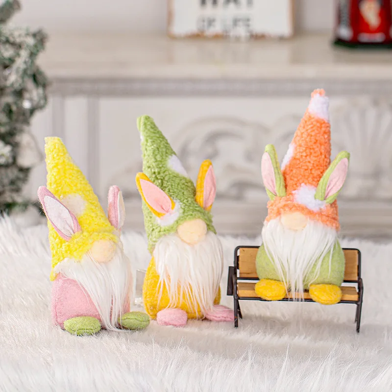 Wholesale Desktop furnishing articles Creative cute faceless doll Stuffed Easter bunny Easter decoration rabbit