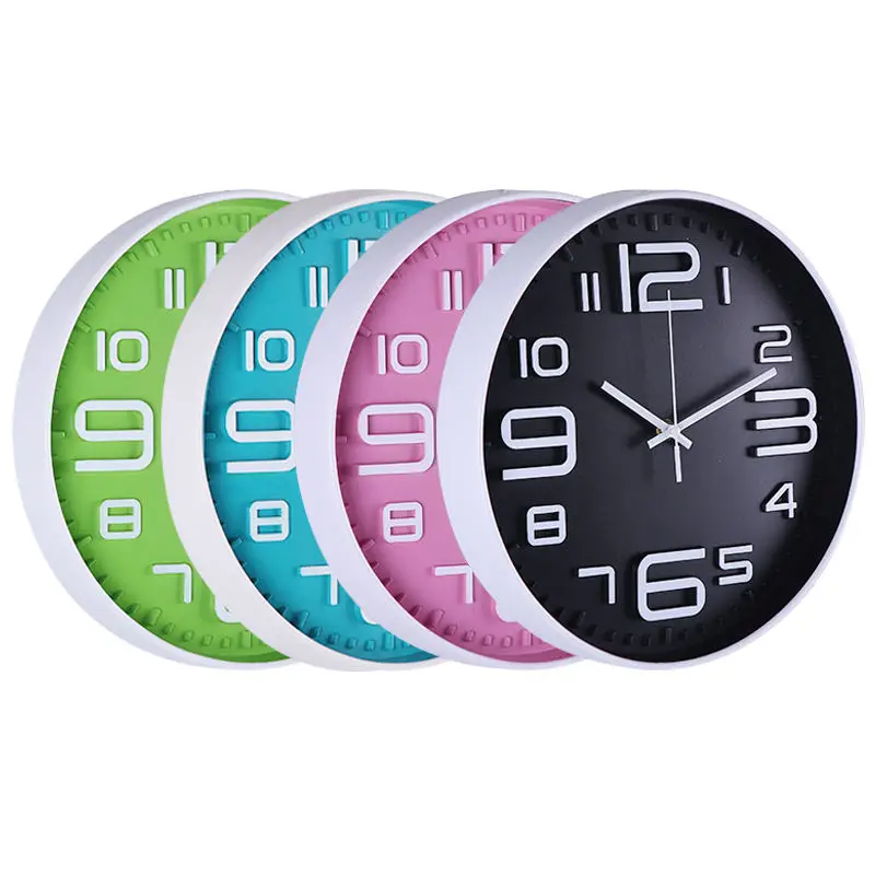 Preciser Color series Green Shinny Clock Face Round Silent Wall Clocks For Living Room