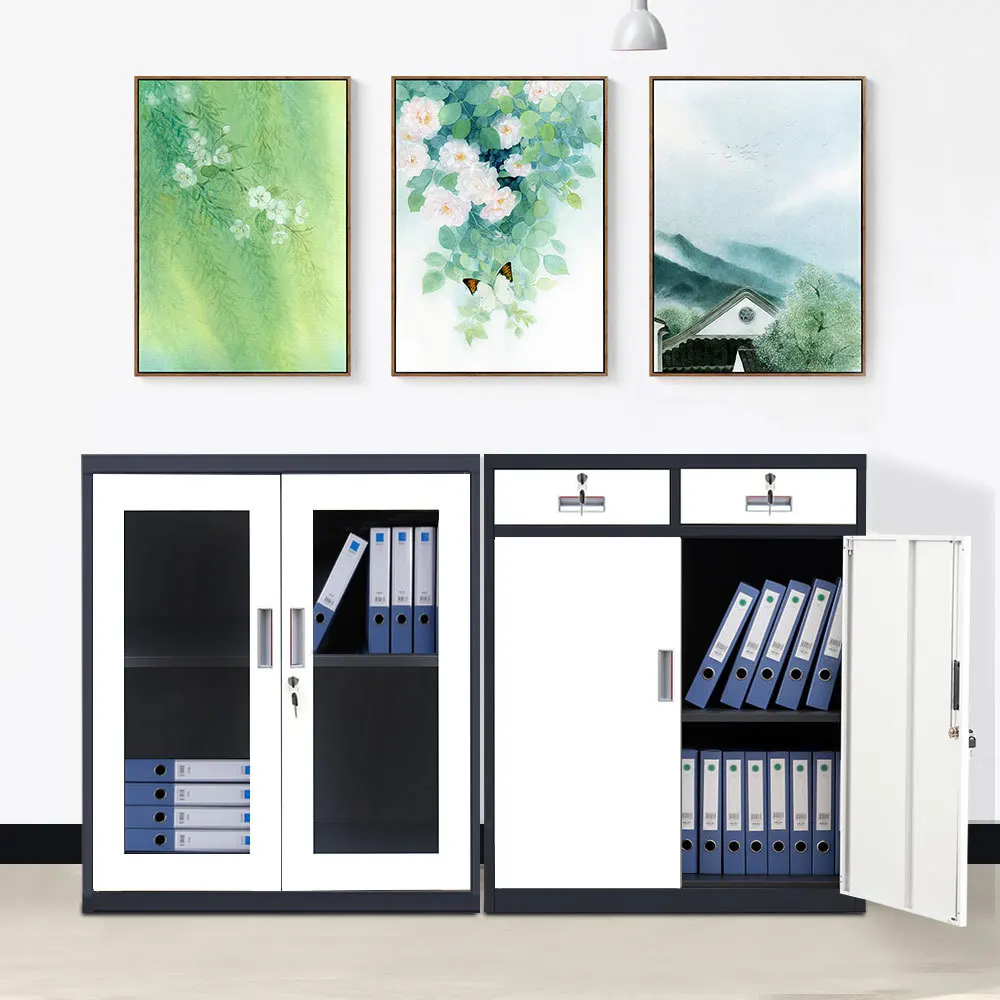New Design Metal Office Low Cabinet Balcony Storage Tool Cabinet With Drawer With Lock File Tin Data Cabinet Office Furniture