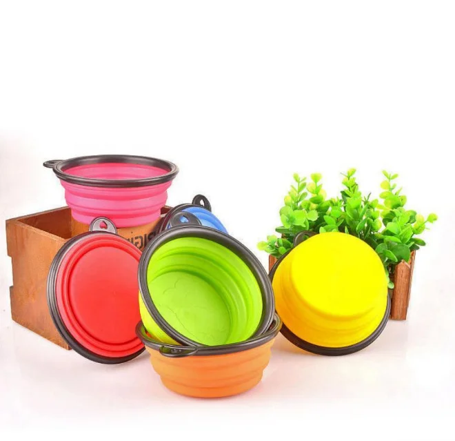 Sohpety Customized Amazon Expandable Cup Dish For Pet Cat Hiking Food Water Feeding Collapsible Dog Bowl
