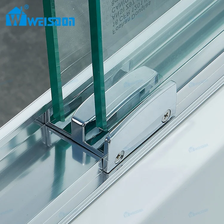 New Product Custom Tempered Glass Shower Bathtub Door Framed Aluminum Double Sliding Shower Screen