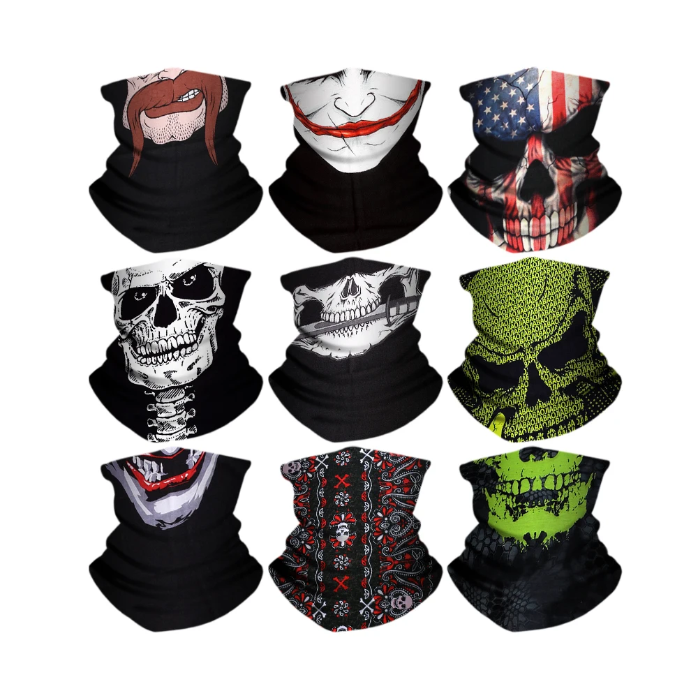motorcycle mask polyester bandana custom fishing bandana skull tubular face shield