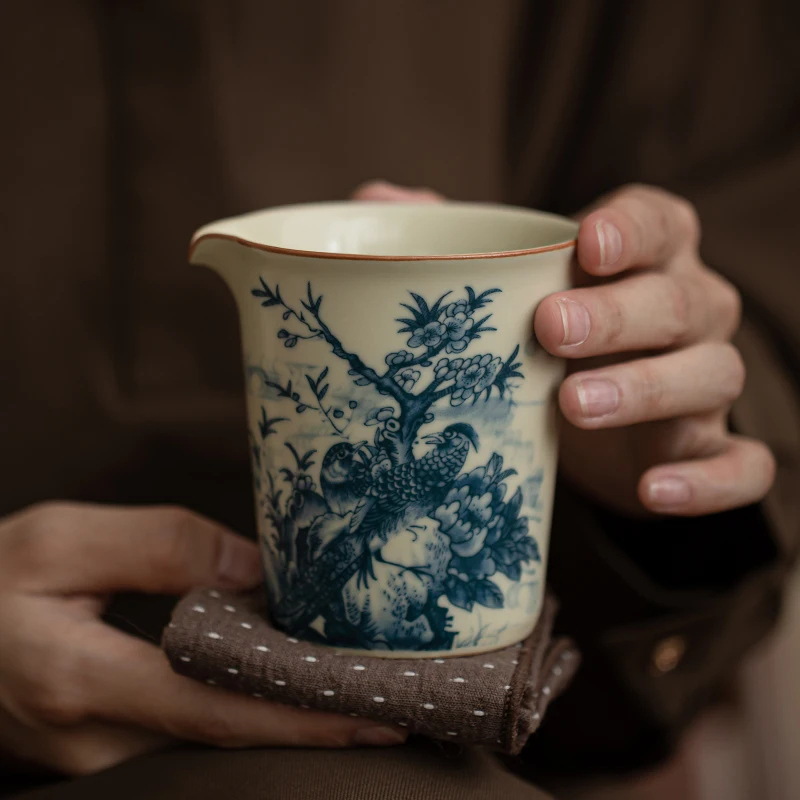 Ancient Ru Kiln Series Eco-Friendly Ceramic Cup Gold Wire Kung Fu Tea Dispenser Guadao Wings Open fair mug Beautiful Glaze Gift