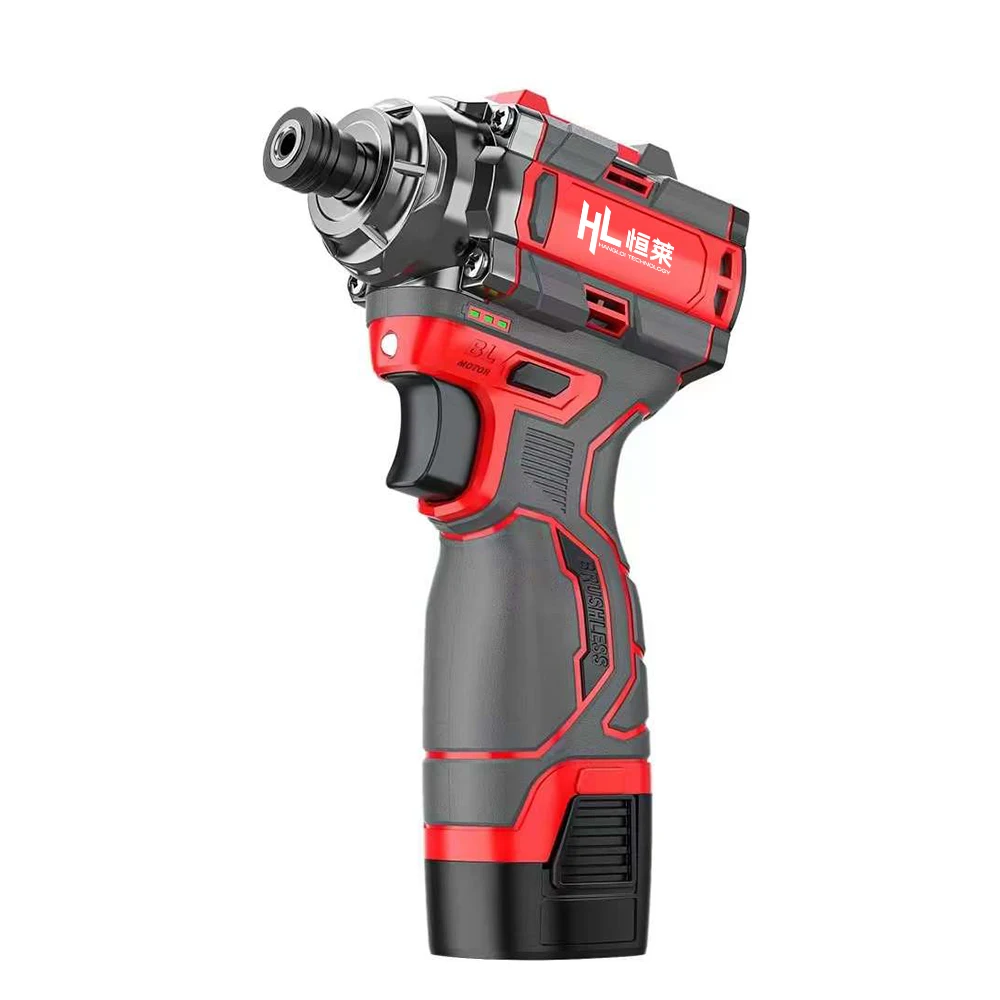 HENGLAI Wireless Brushless Screwdriver 1/2 Cordless Impact Driver Rechargeable Battery Screw Driver Electric Power