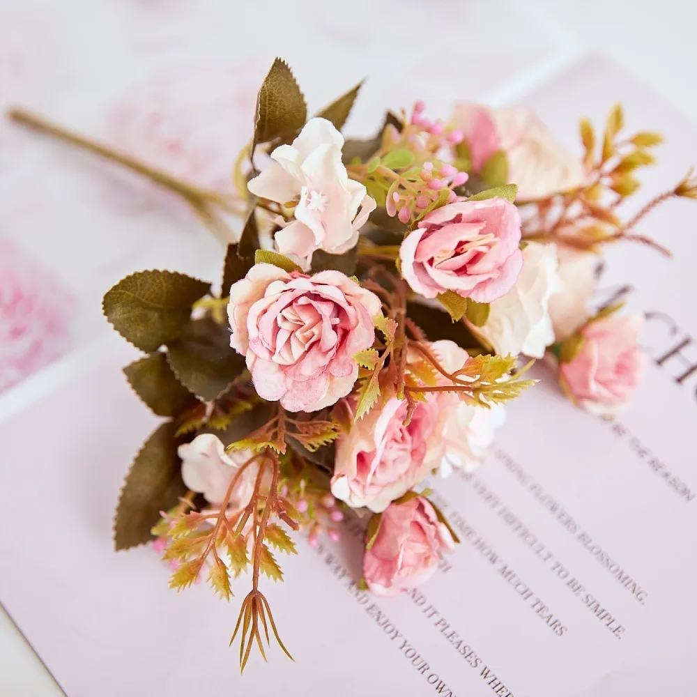 Partycool Multiple Festival Colorful Silk Large Head Wholesale Bouquet Artificial Flower Peony Rose  For Wedding Home Decoration