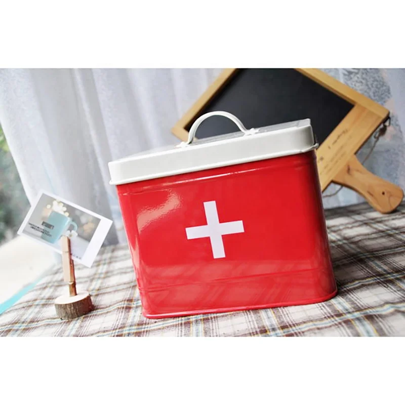 First Aid Dedicated Medical Storage Box With Double Layer & 2 Compartments Metal First Aid Kit