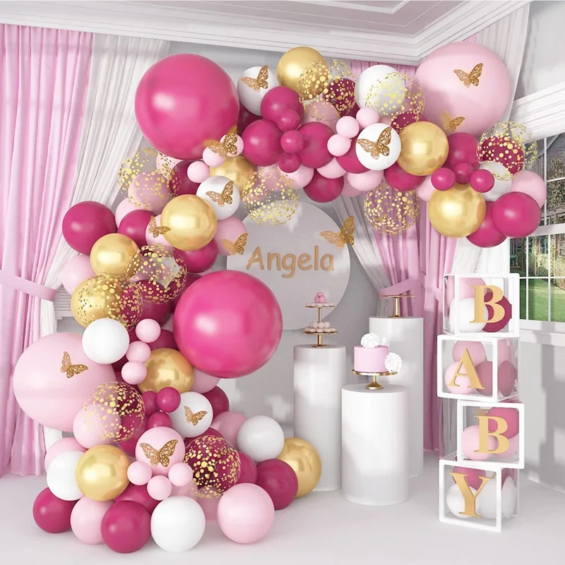 Huiran Pink Gold Party Balloons Garland Arch Latex Confetti Balloons for Wedding Birthday Party Balloon Party Decorations