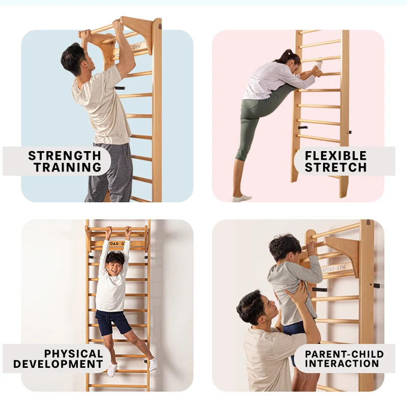 Climbing Frame Wooden Playground Swedish Wall Ladder Swedish Home Kids Gym Equipment Exercise Complete Children Play Grounds