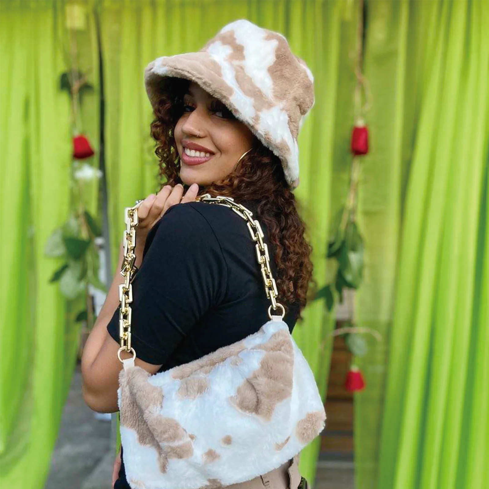 2021 Женская сумочка кошелек на плечо модные пушистые маленькие Мини-кошельки и сумки шляпы