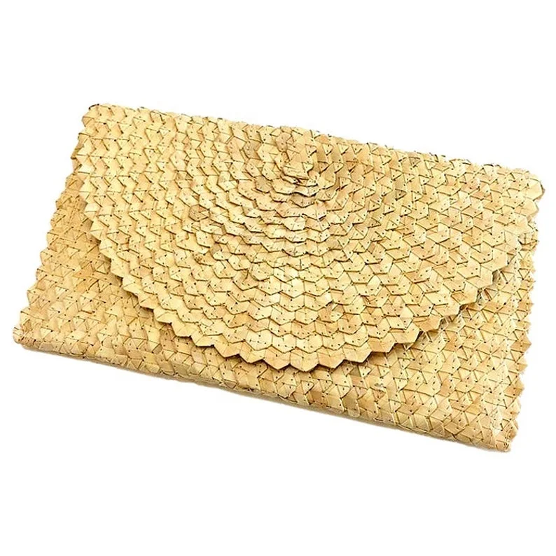 Handmade Summer Beach Straw Bags Good Quality Holiday Handbag Rattan Raffia Palm Leaf Women  Clutch Wallet Bag