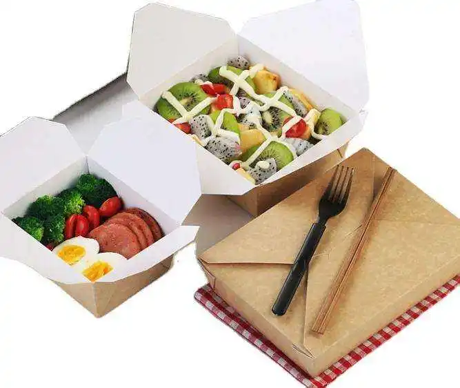 Wholesale Disposable Tableware Food Grade Takeaway Packing Kraft Lunch Box Food Containersalad For Barbecue Fried Chicken