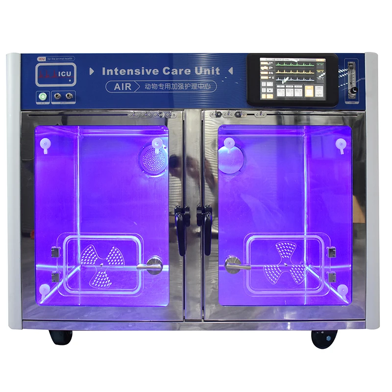2024 hot selling warm blue light system customized veterinary incubators for dogs ICU veterinary cage