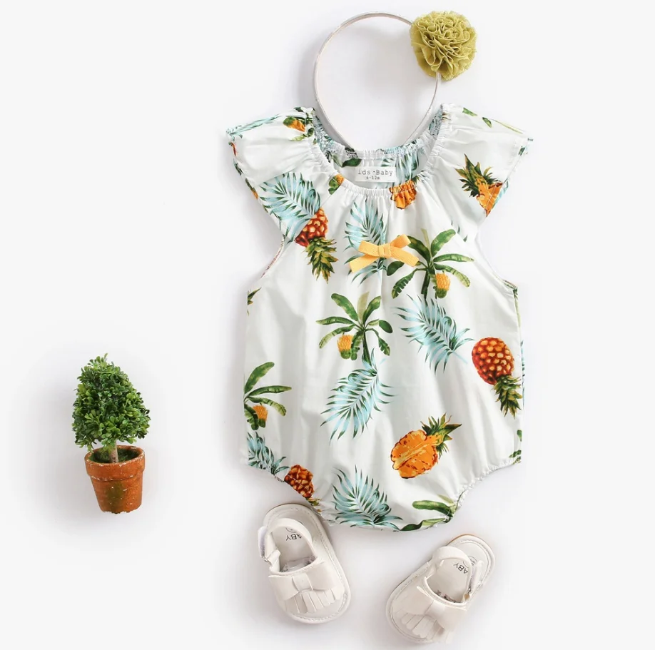 summer baby girl romper floral bodysuits pine apple jumpsuit