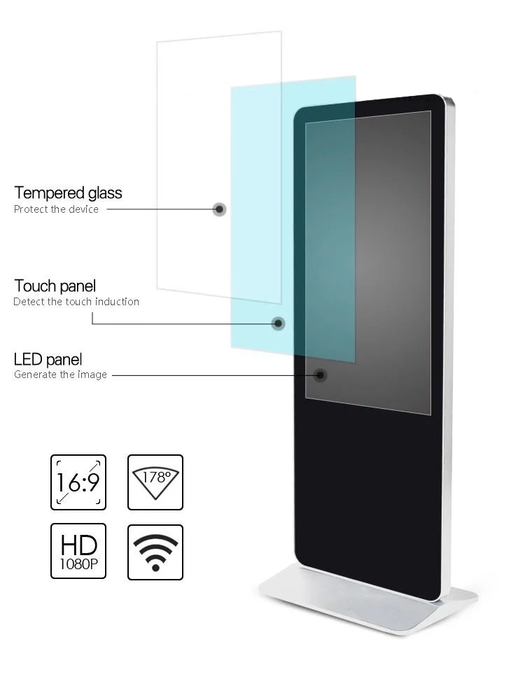 Floor Standing Vertical Interactive Digital Signage Totem LCD TV Touch Screens Kiosk Advertising Display for advertising