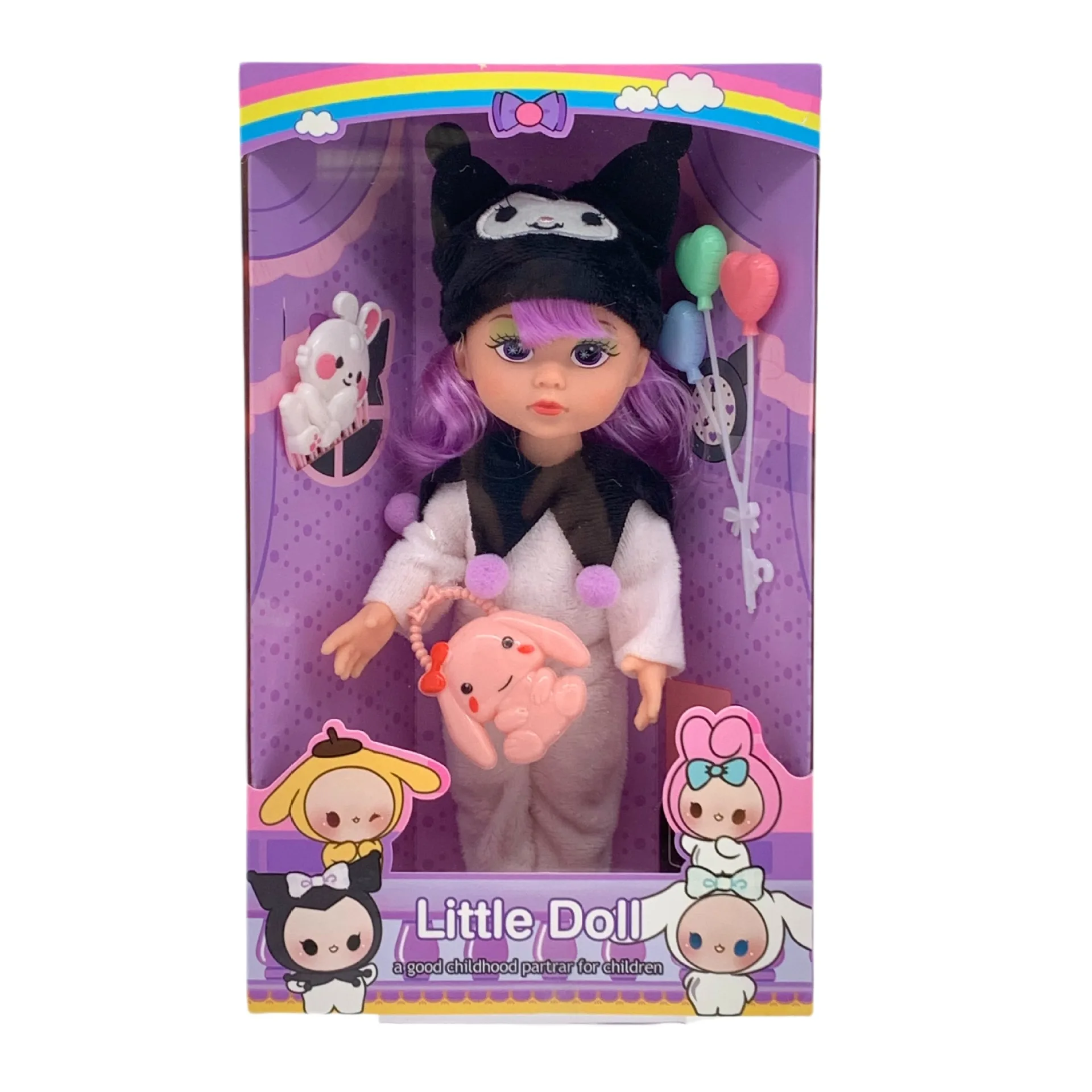 Cartoon Kuromi Sanrioed Plush Toy Anime Doll  Realistic Reborn Vinyl Doll Waterproof Toddler Girl Doll