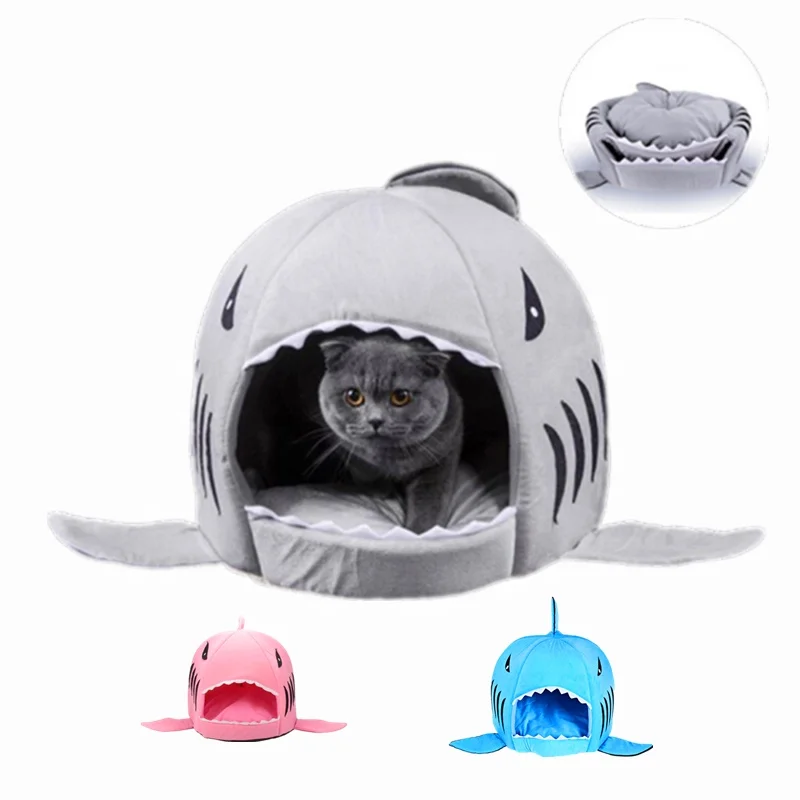 Washable Shark Pet Bed Cave Bed Velvet Pet Beds & Accessories Lamb Support Vacuum Packing Pets Rest Sleeping 5 Pieces Dogs, Cats