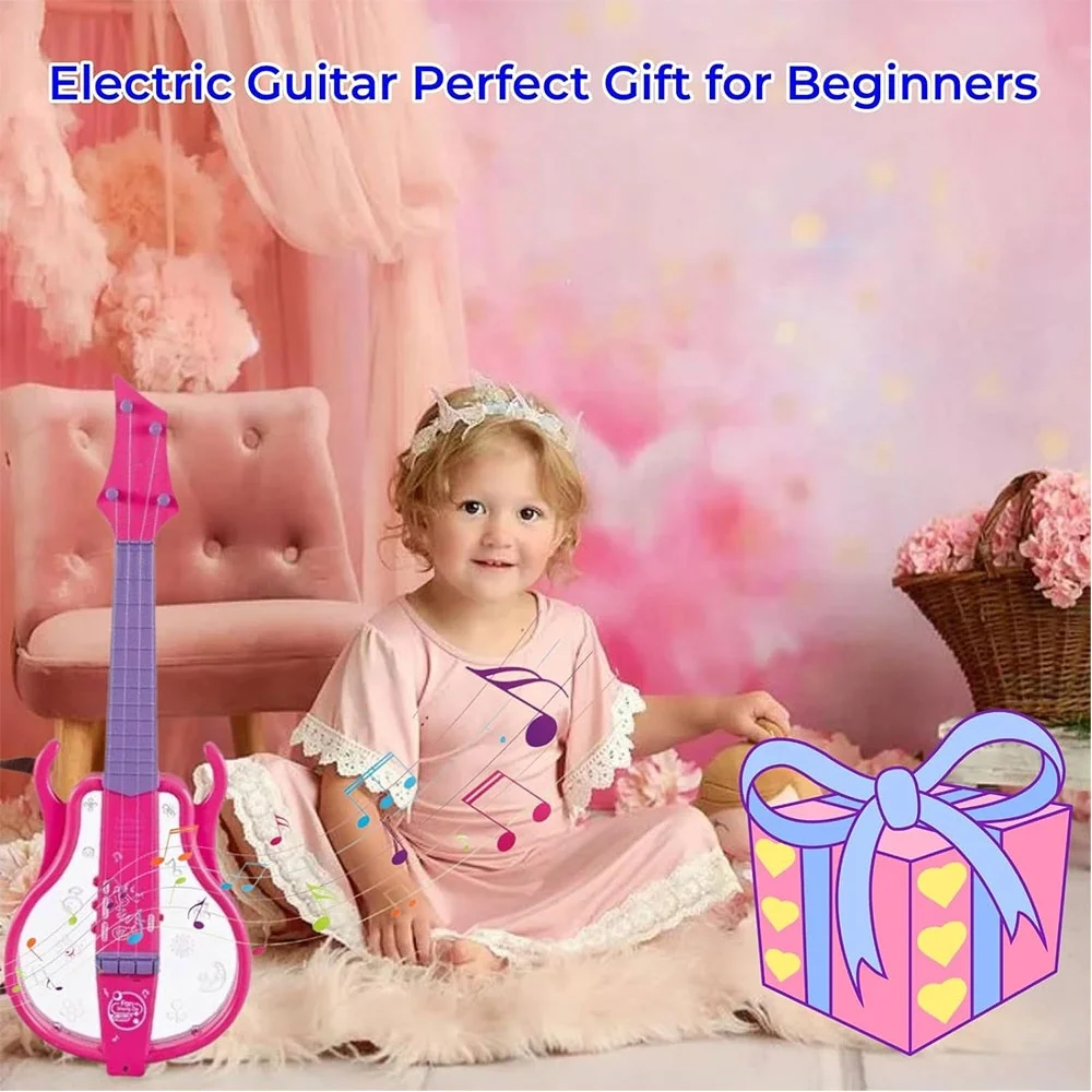 Musical Toddler Toy Children Learn How to Play Music String Type Flash Lighting Electric Guitar for Kids