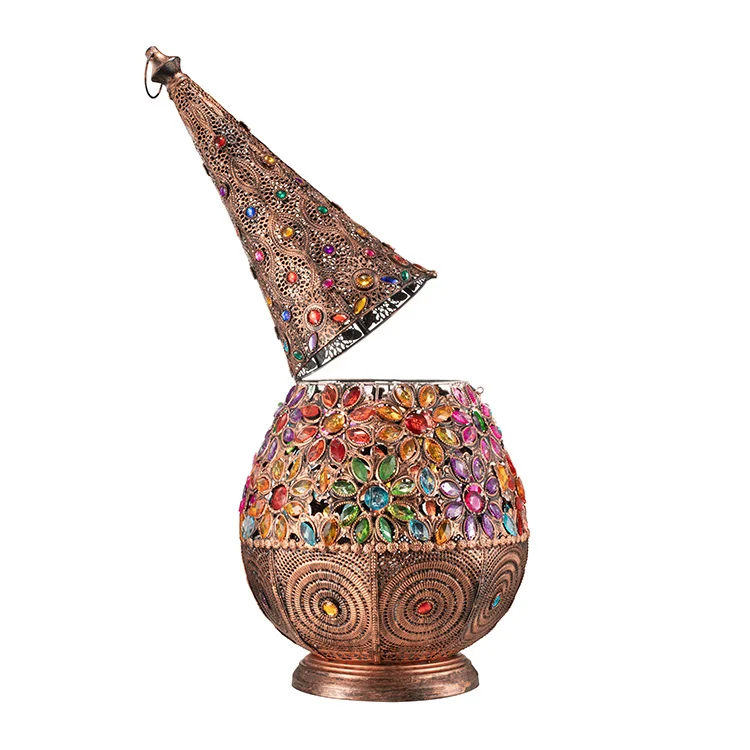 Home Decor Creative Corner Crystal Lamp Standing Floor Iron Wire Weave Flower Luxury Turkish Floor Lamp