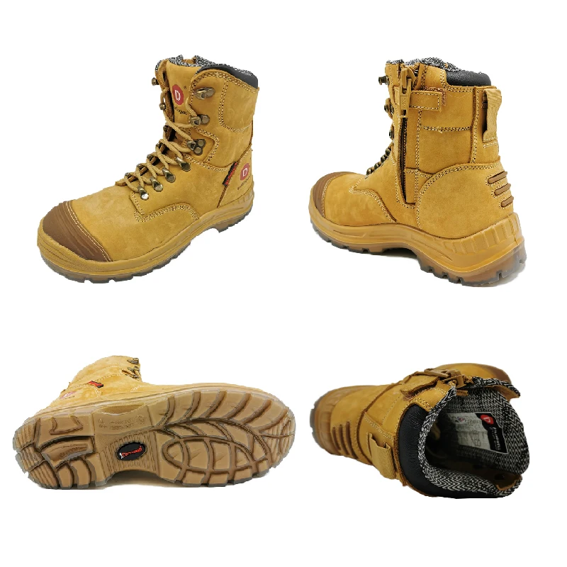 
Work Boots for Men, 8 inch, YKK Zipper, Steel Toe, Slip Resistant Safety Oiled Leather Shoes, Static Dissipative, Breathable 