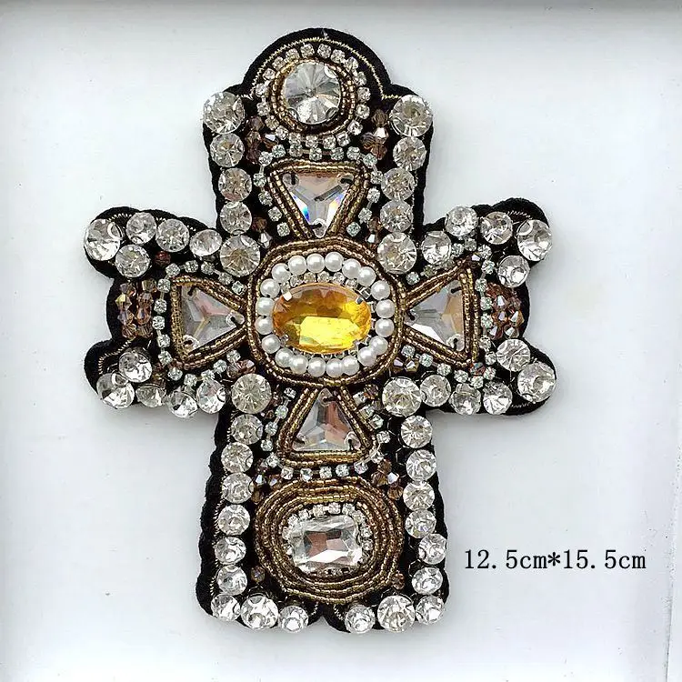 New wholesale heavy duty manual beaded clothing patch crystal cross anchor decoration shoes hats diy accessories