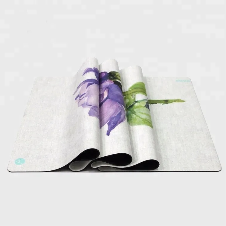 Eco Friendly Printed Natural Jute Suede Rubber 12mm Yoga Mat Thailand