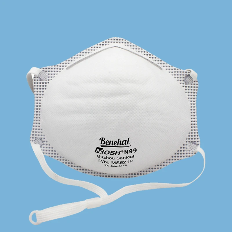 Benehal NIOSH Approved N99 Particulate Respirator Face Mask Melt-blown Fabric,melt-blown Fabric White 10 Pcs/box 145x120x53mm