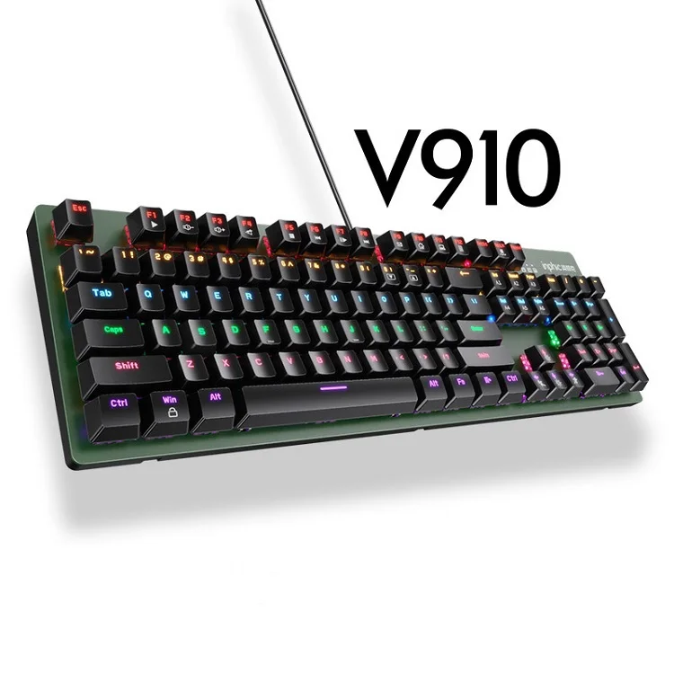 
V910 Mechanical metal wired all-key esports game Multicolor colorful backlight keyboard 