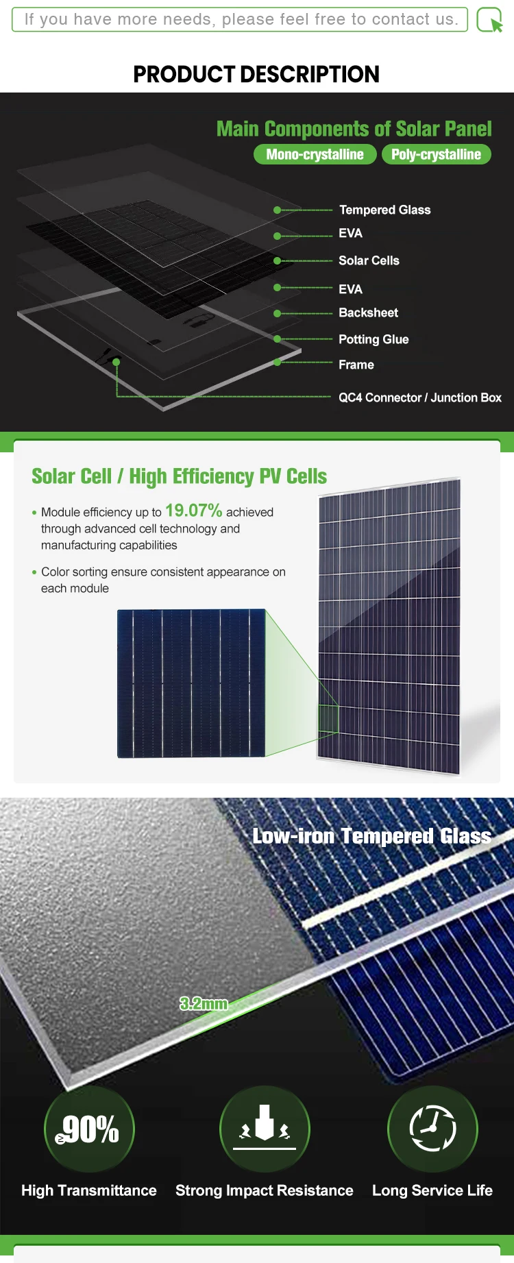 Factory direct sale solar modules 144 half cells 390-410W transparent photoelectric conversion solar energy panels